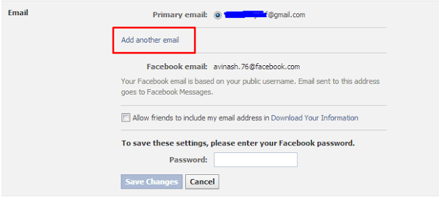 Adding Secondary Email ID to your facebook account-secure facebook account