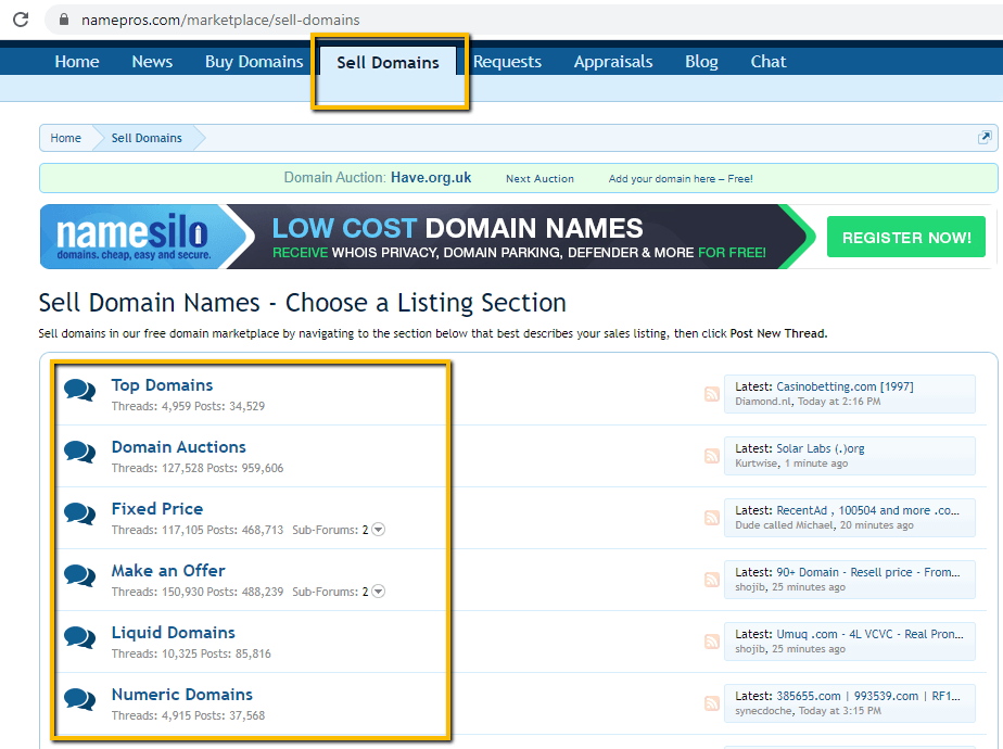 Namepros-sell-domains
