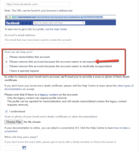 how to deactivate facebook account of a deceased person